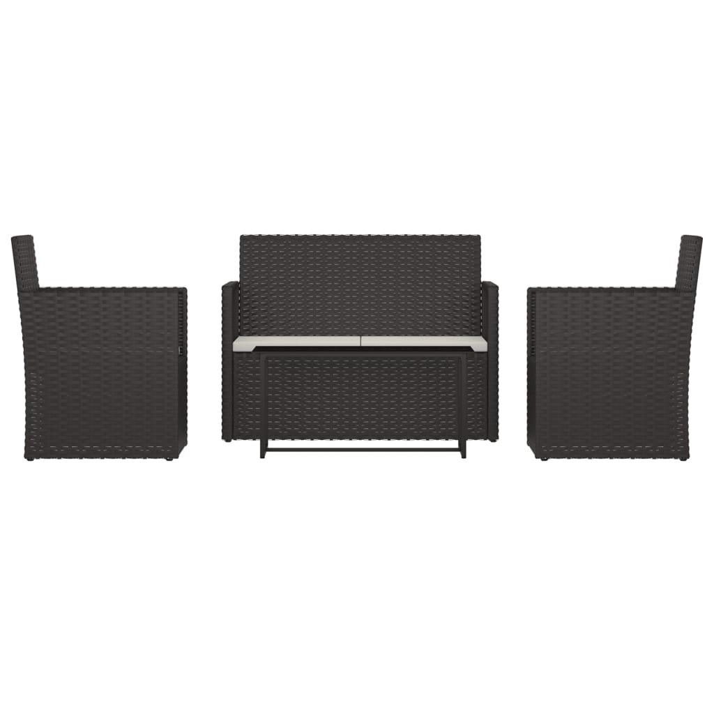 4-delige Loungeset met kussens poly rattan