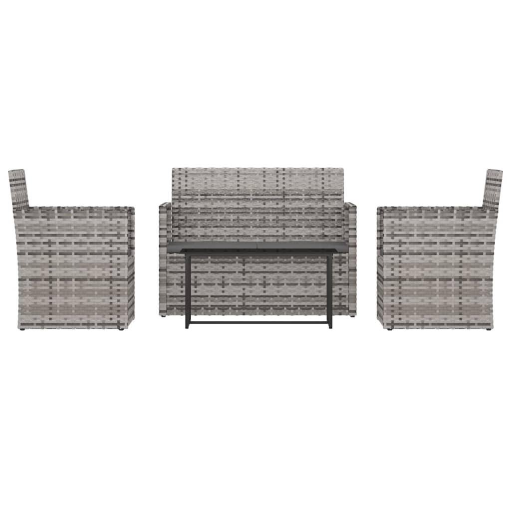 4-delige Loungeset met kussens poly rattan