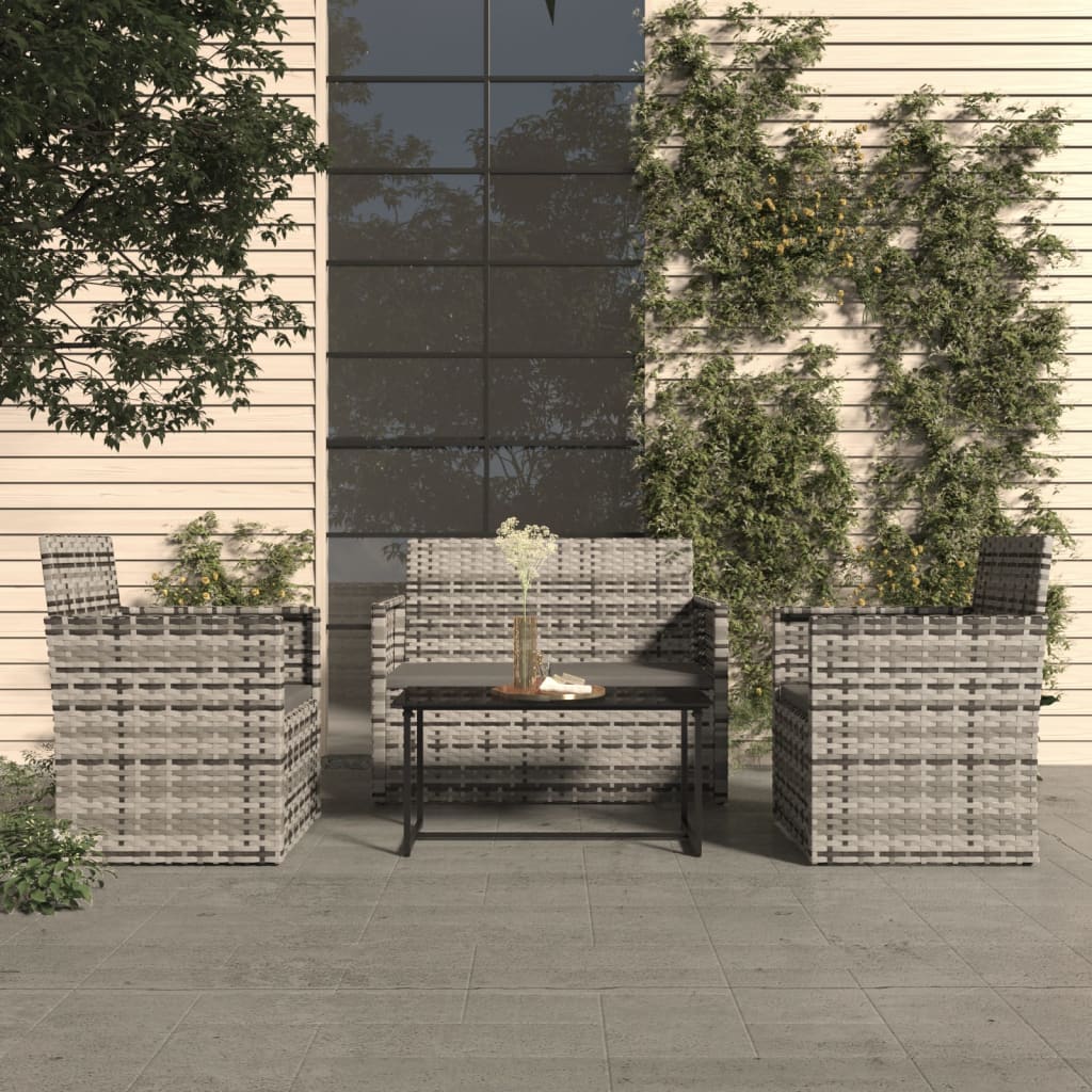 4-delige Loungeset met kussens poly rattan