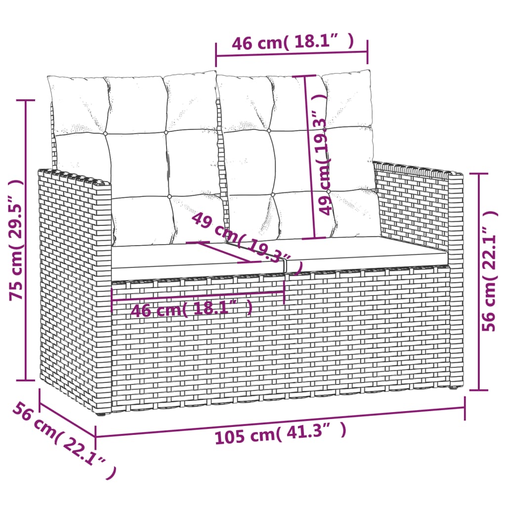 4-delige Loungeset met kussens poly rattan