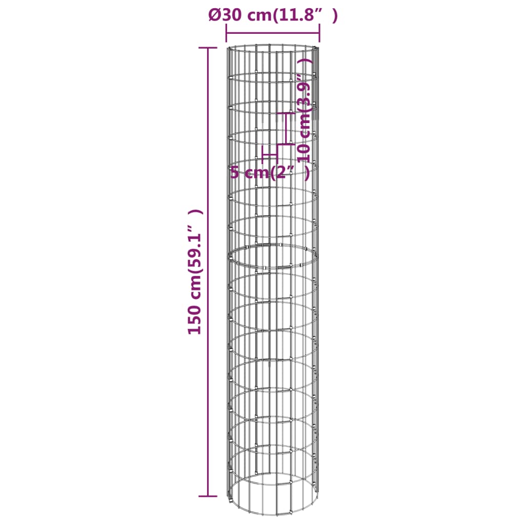 Gabion paal rond Ø30x200 cm gegalvaniseerd staal