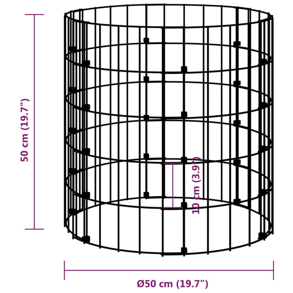 Gabion paal rond Ø30x100 cm gegalvaniseerd staal