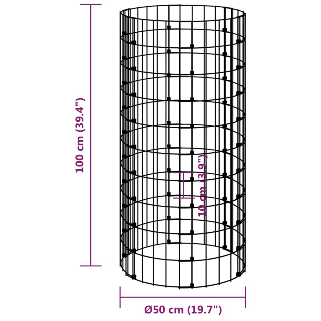 Gabion paal rond Ø30x200 cm gegalvaniseerd staal