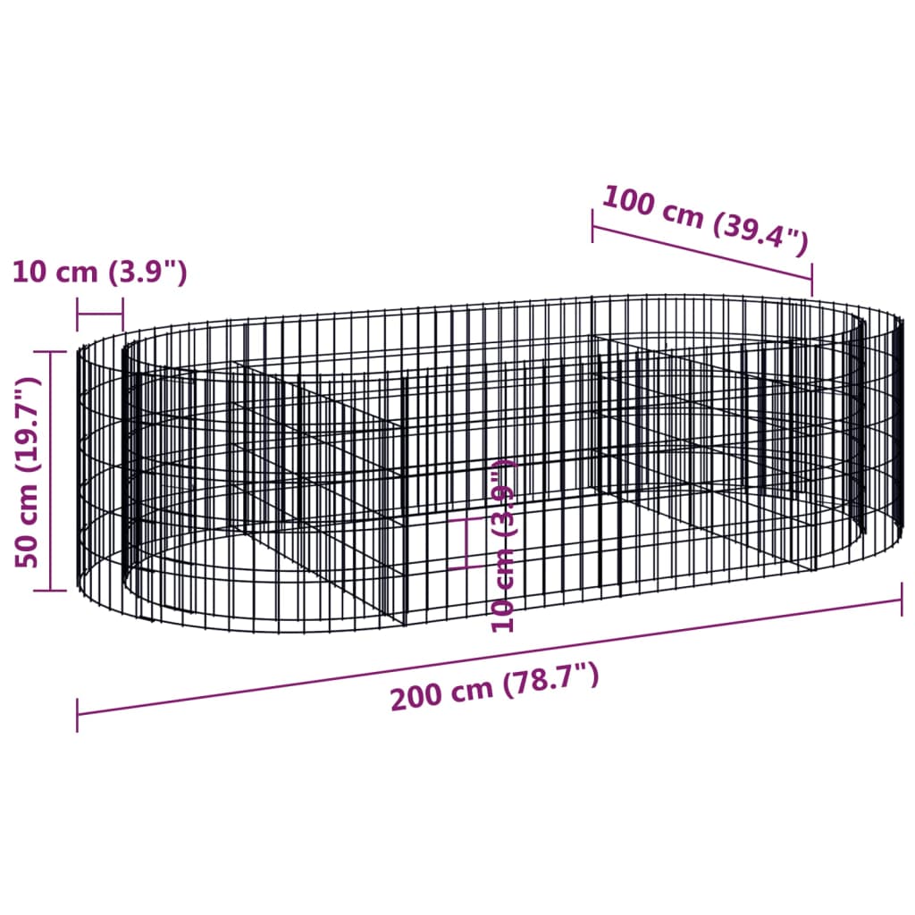 Gabion plantenbak verhoogd 500x100x100 cm gegalvaniseerd ijzer