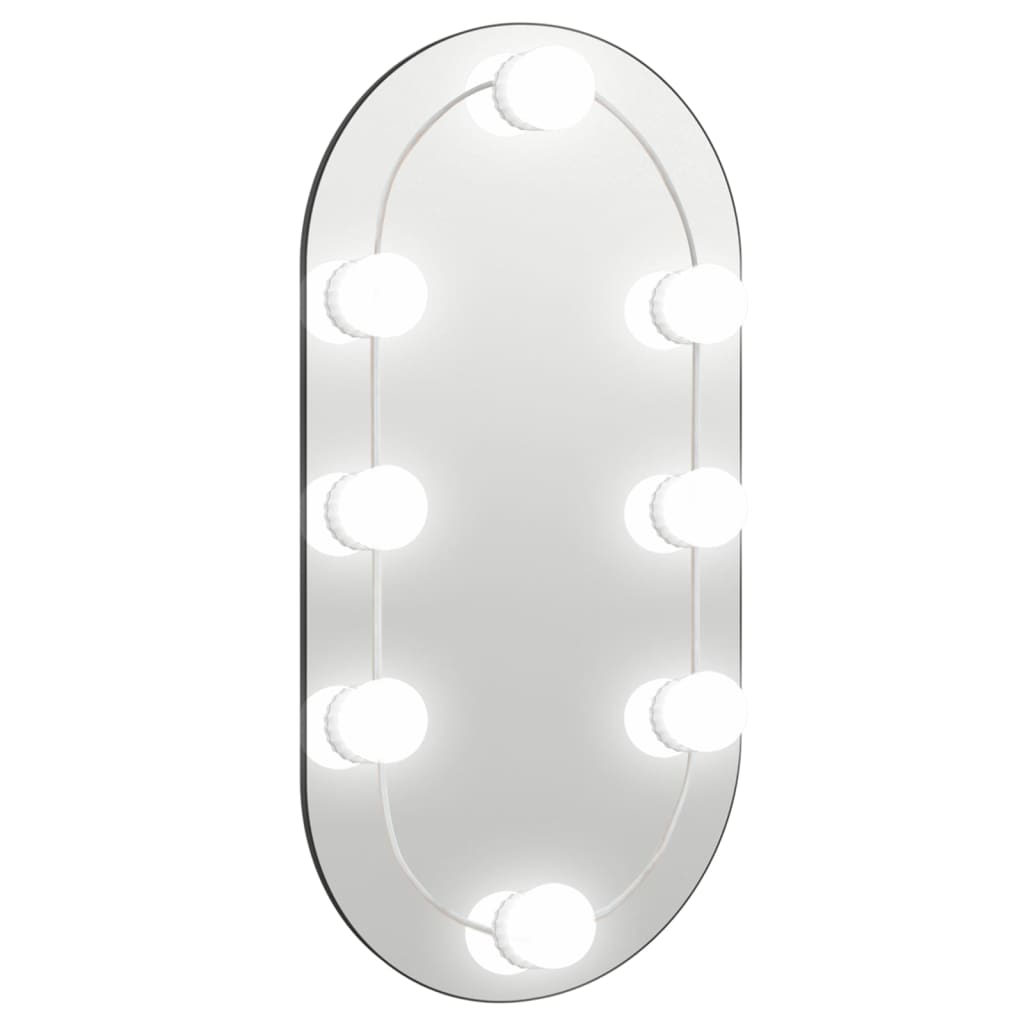 Wandspiegel met LED's ovaal 15x40 cm glas