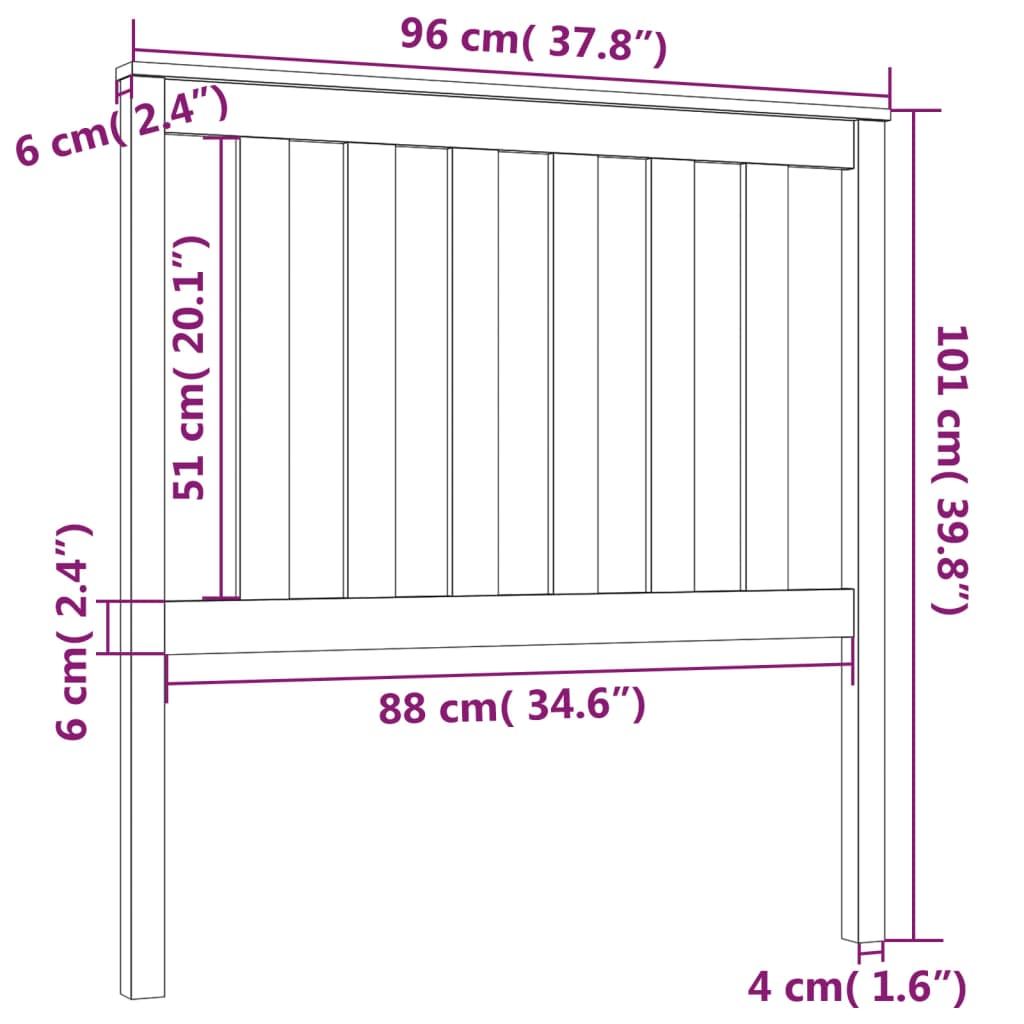 Hoofdbord 96x6x101 cm massief grenenhout