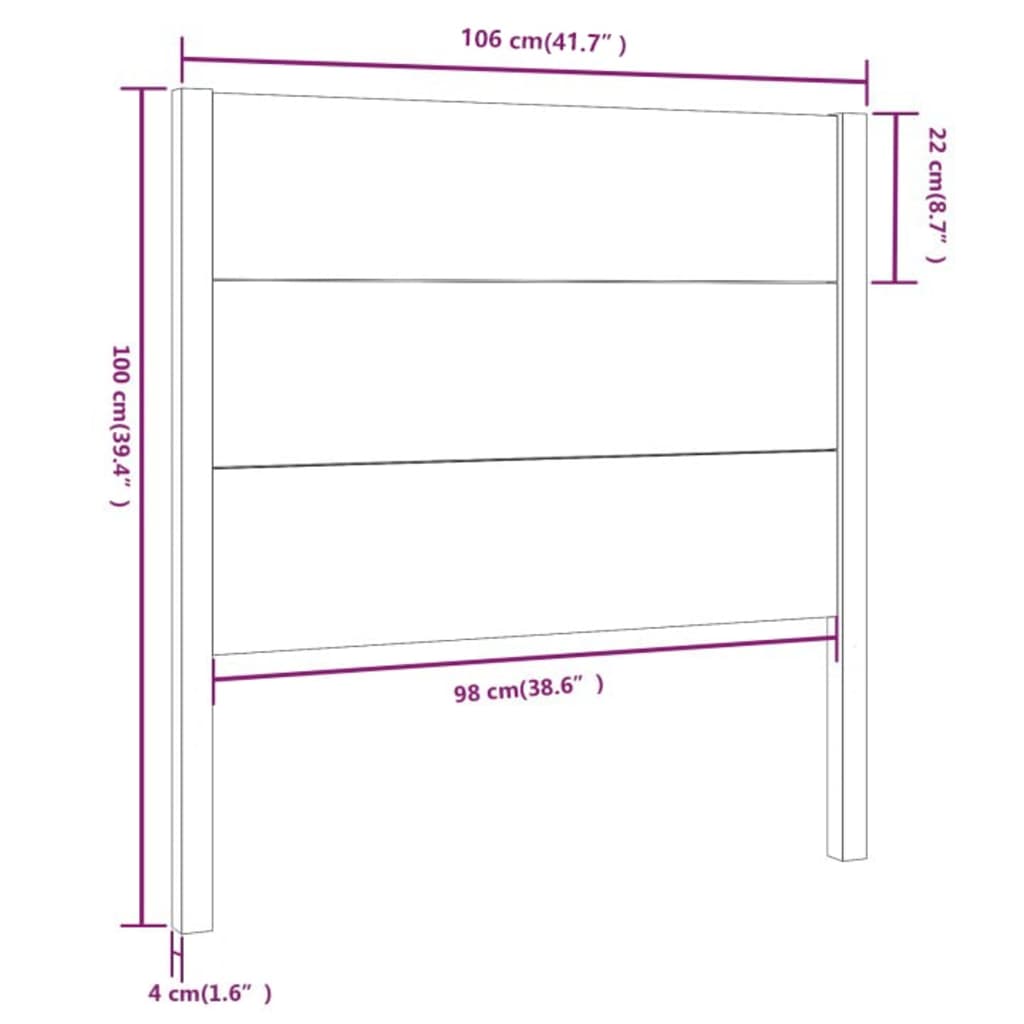 Hoofdbord 126x4x100 cm massief grenenhout