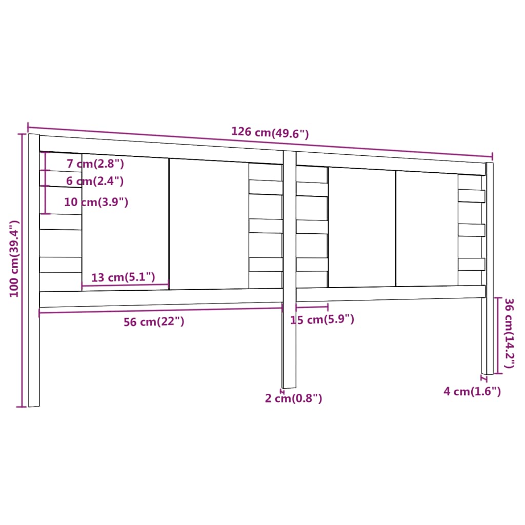 Hoofdbord 106x4x100 cm massief grenenhout