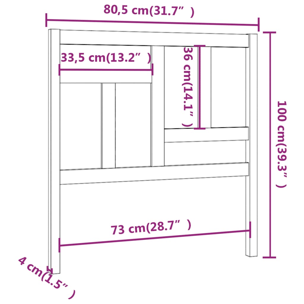 Hoofdbord 95,5x4x100 cm massief grenenhout