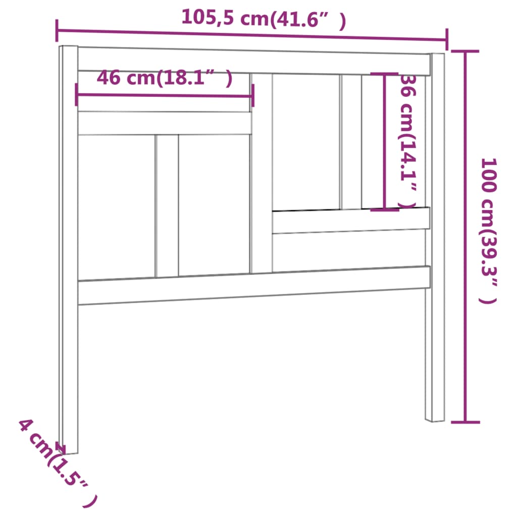 Hoofdbord 95,5x4x100 cm massief grenenhout