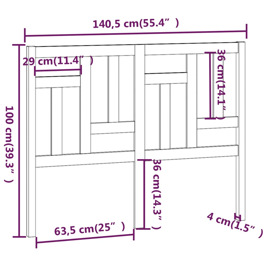 Hoofdbord 95,5x4x100 cm massief grenenhout