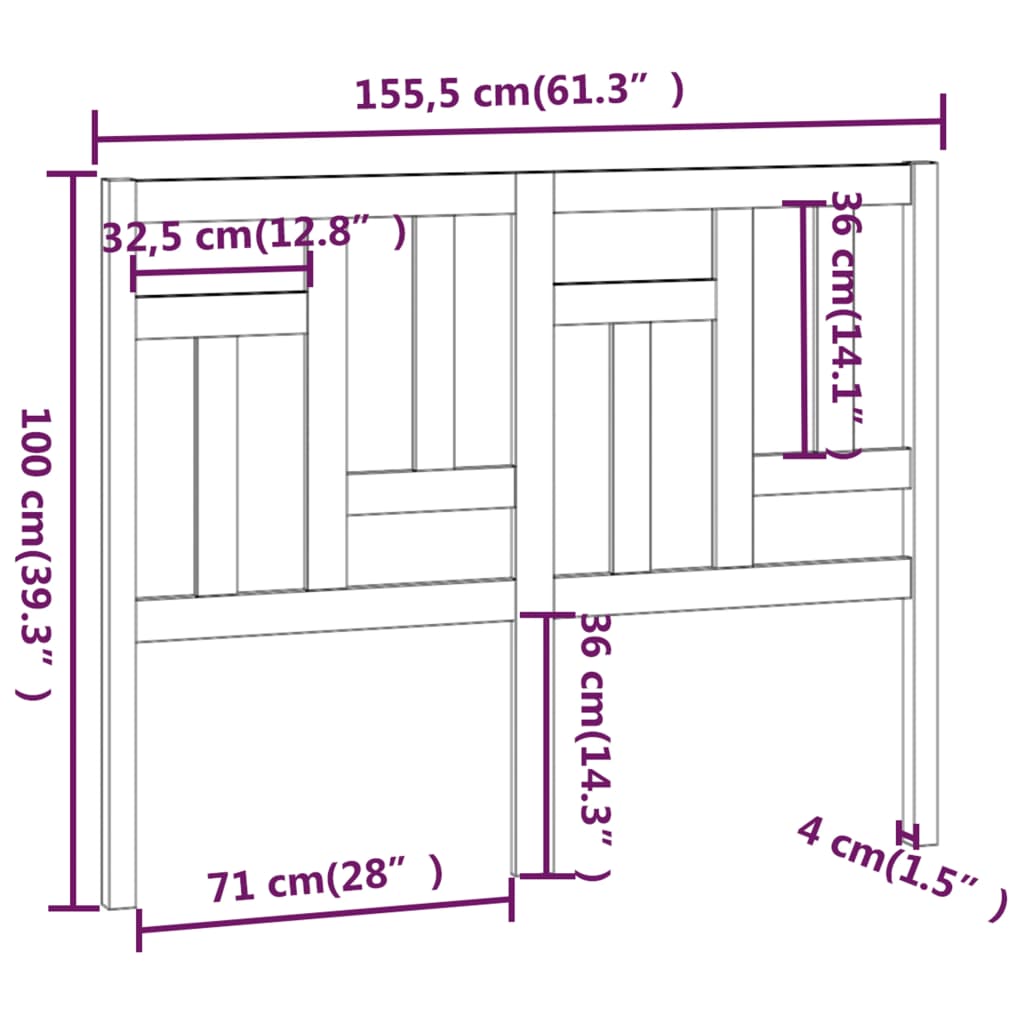 Hoofdbord 95,5x4x100 cm massief grenenhout