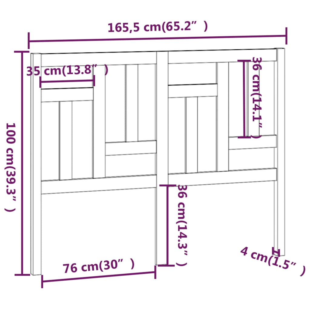 Hoofdbord 95,5x4x100 cm massief grenenhout