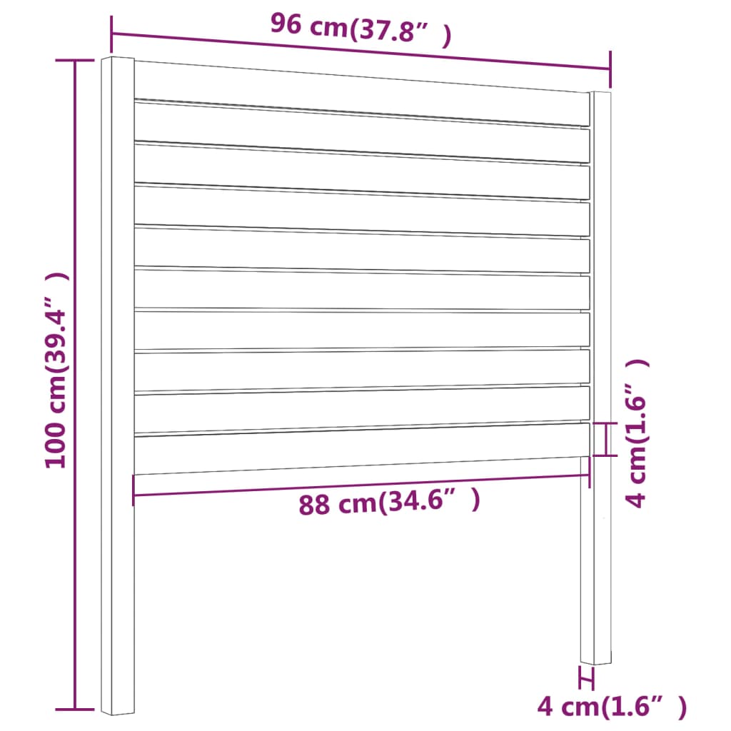 Hoofdbord 166x4x100 cm massief grenenhout