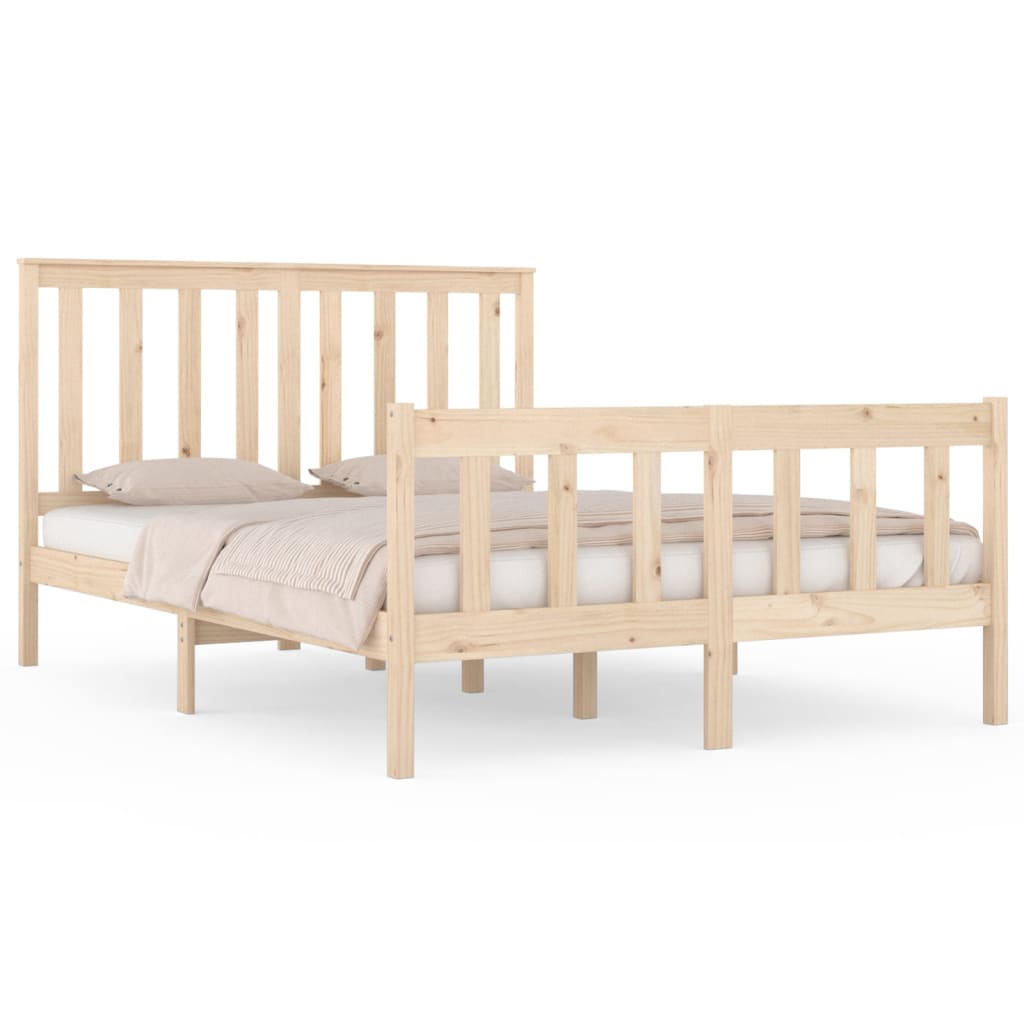 Bedframe met hoofdbord massief grenenhout 200x200 cm