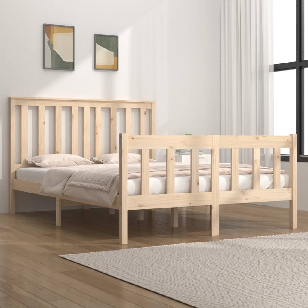 Bedframe met hoofdbord massief grenenhout 200x200 cm