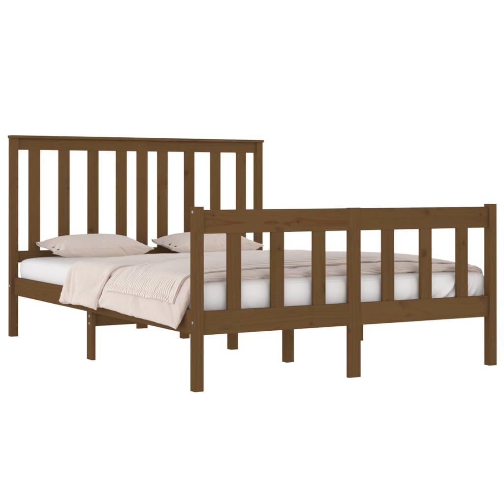 Bedframe met hoofdbord massief grenenhout 200x200 cm