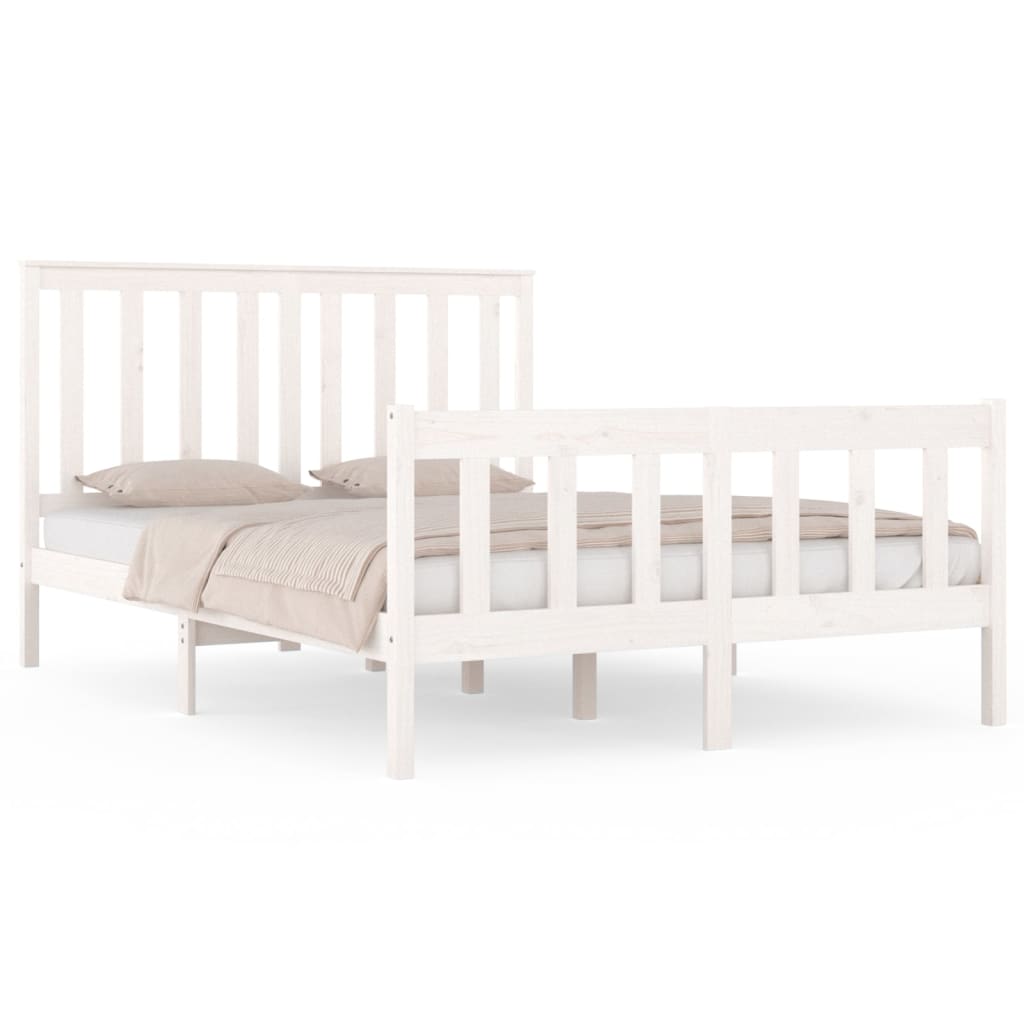 Bedframe met hoofdbord massief grenenhout 200x200 cm