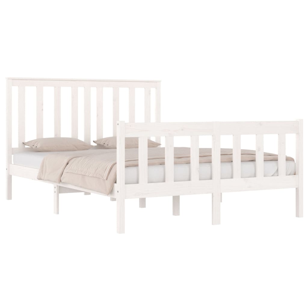 Bedframe met hoofdbord massief grenenhout 200x200 cm