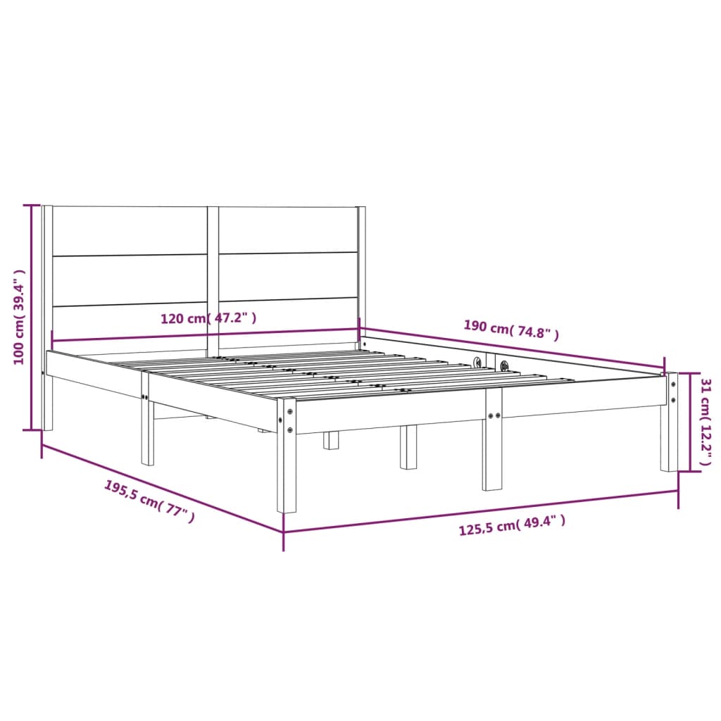 Bedframe massief grenenhout 140x200 cm