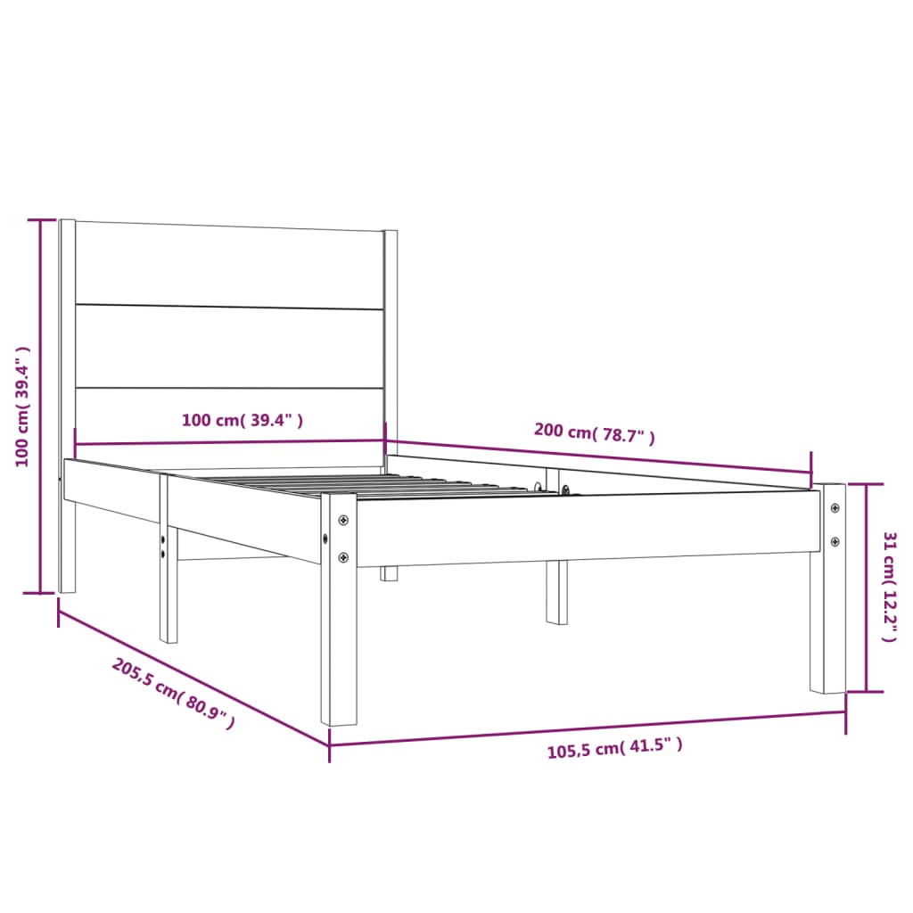 Bedframe massief grenenhout 140x190 cm