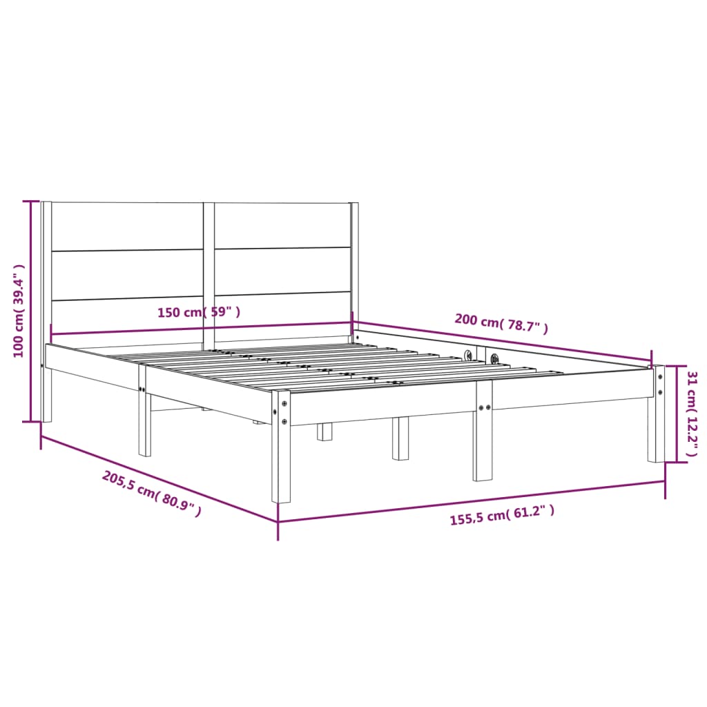 Bedframe massief grenenhout 140x200 cm