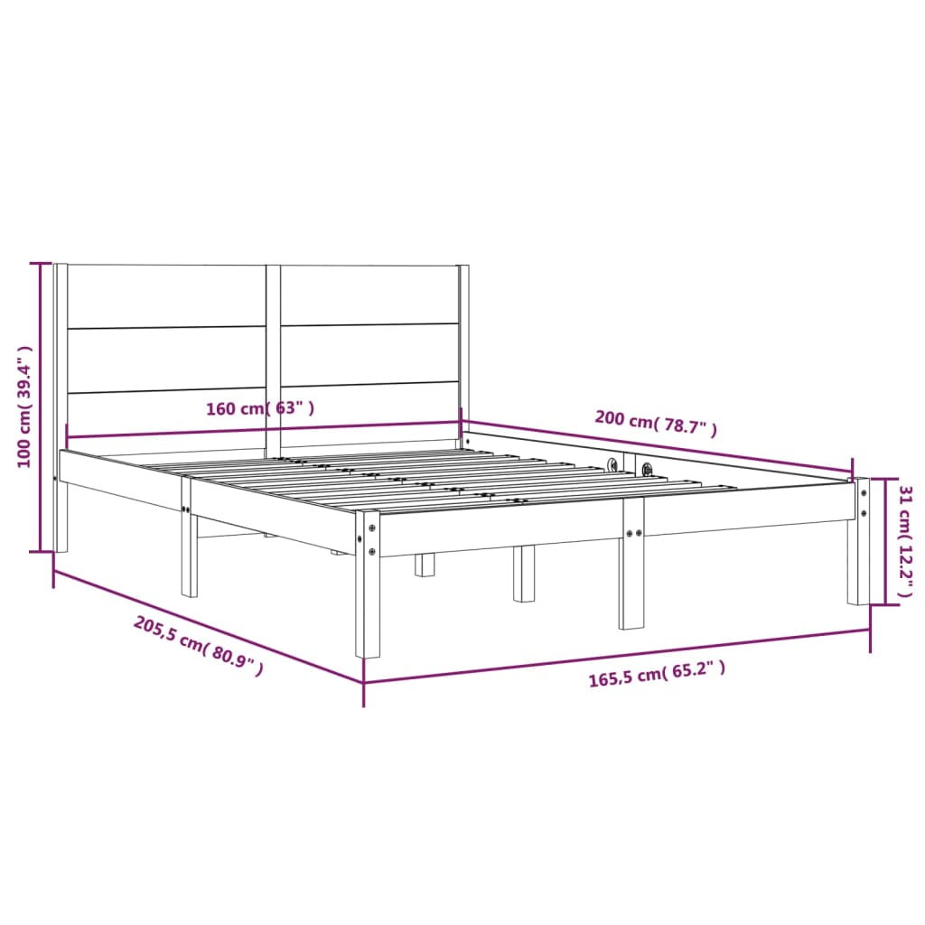 Bedframe massief grenenhout 140x190 cm