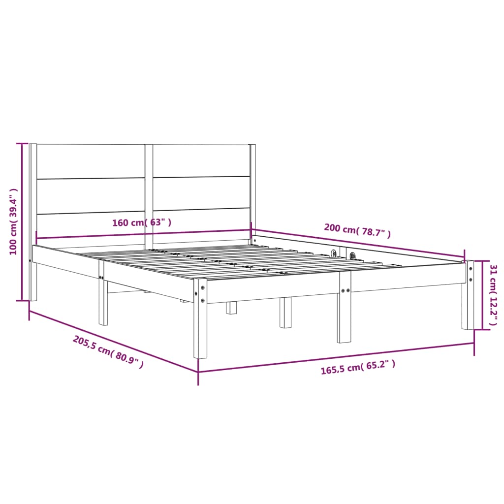 Bedframe massief grenenhout 140x190 cm