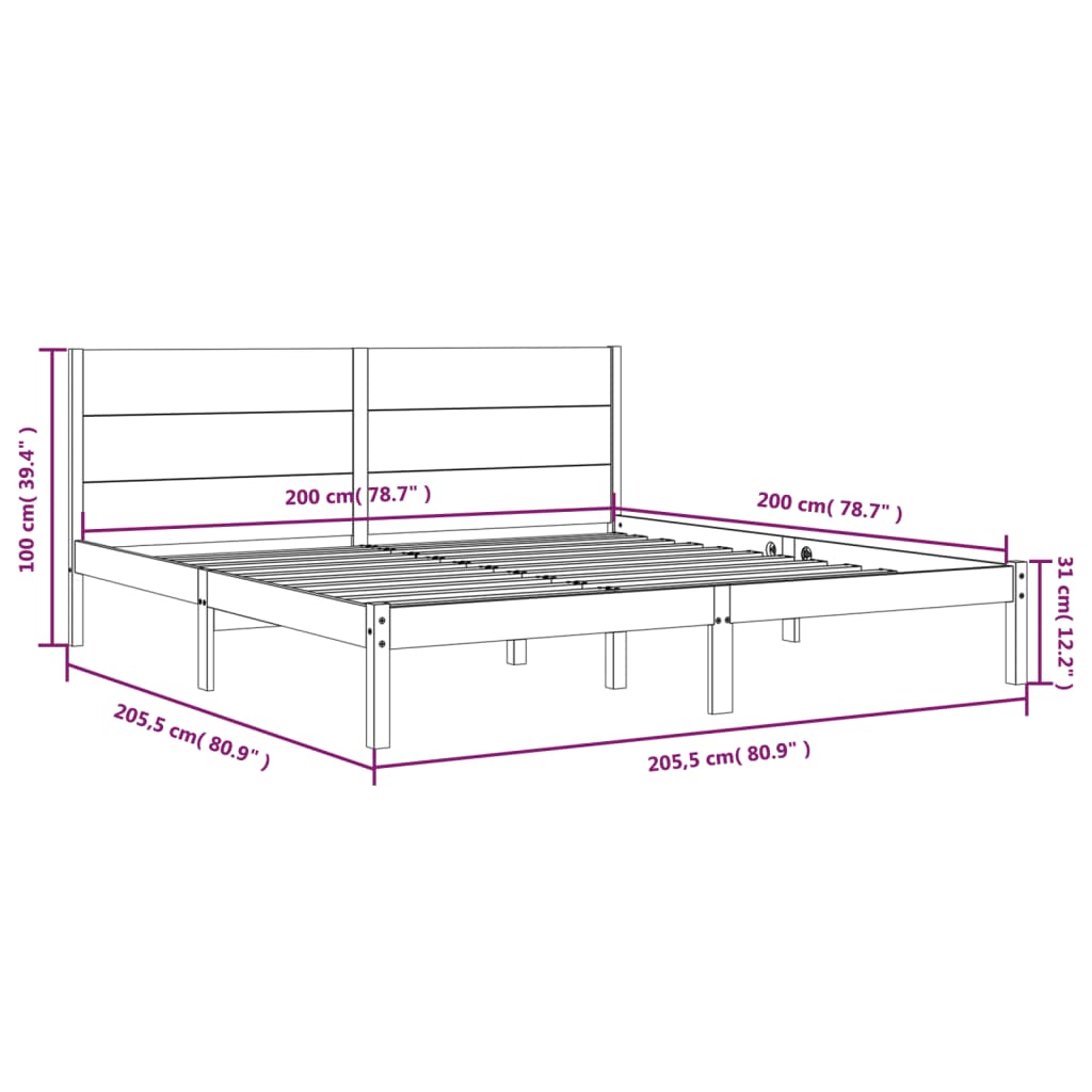 Bedframe massief grenenhout 140x190 cm