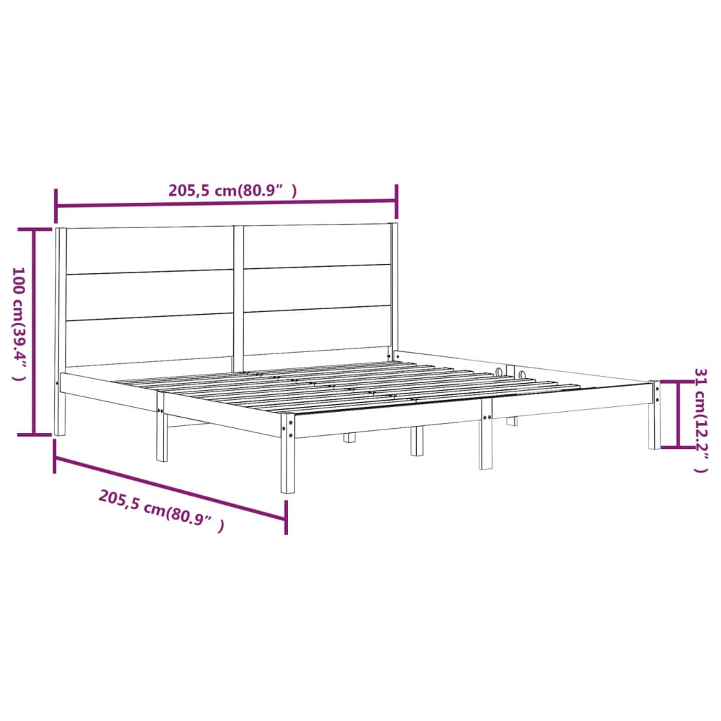 Bedframe massief grenenhout 140x190 cm