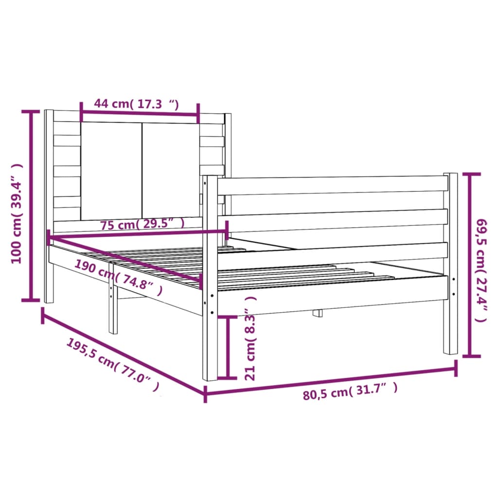 Bedframe massief grenenhout 140x200 cm