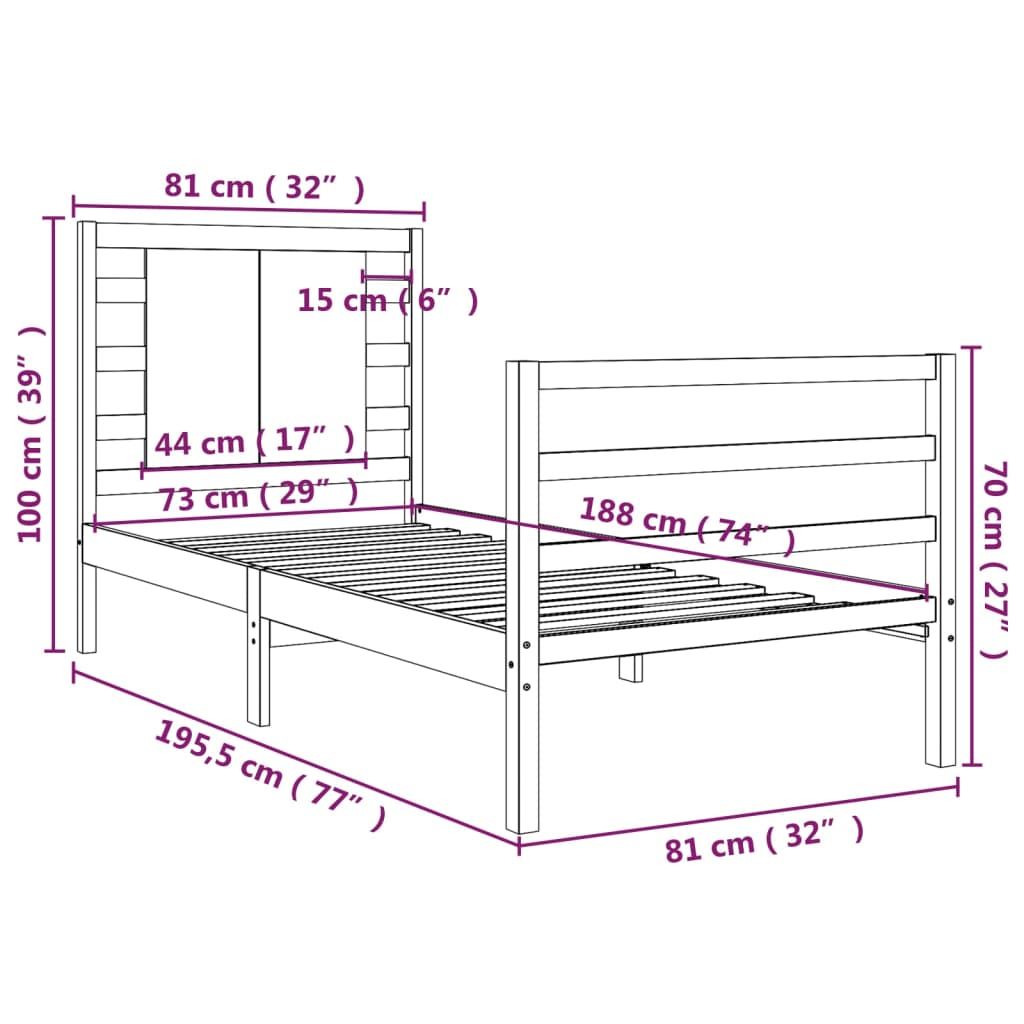 Bedframe massief grenenhout 140x200 cm