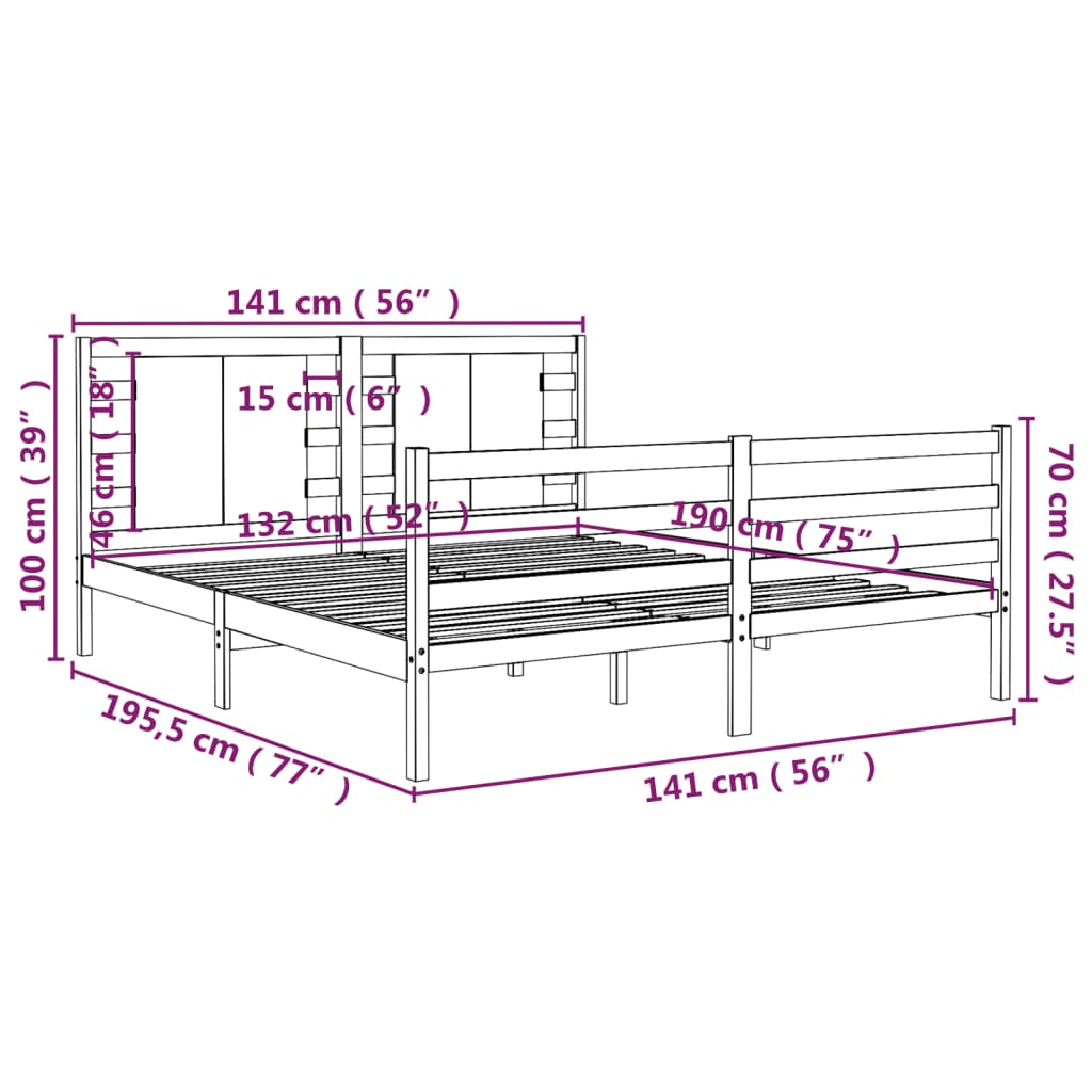 Bedframe massief grenenhout 140x200 cm