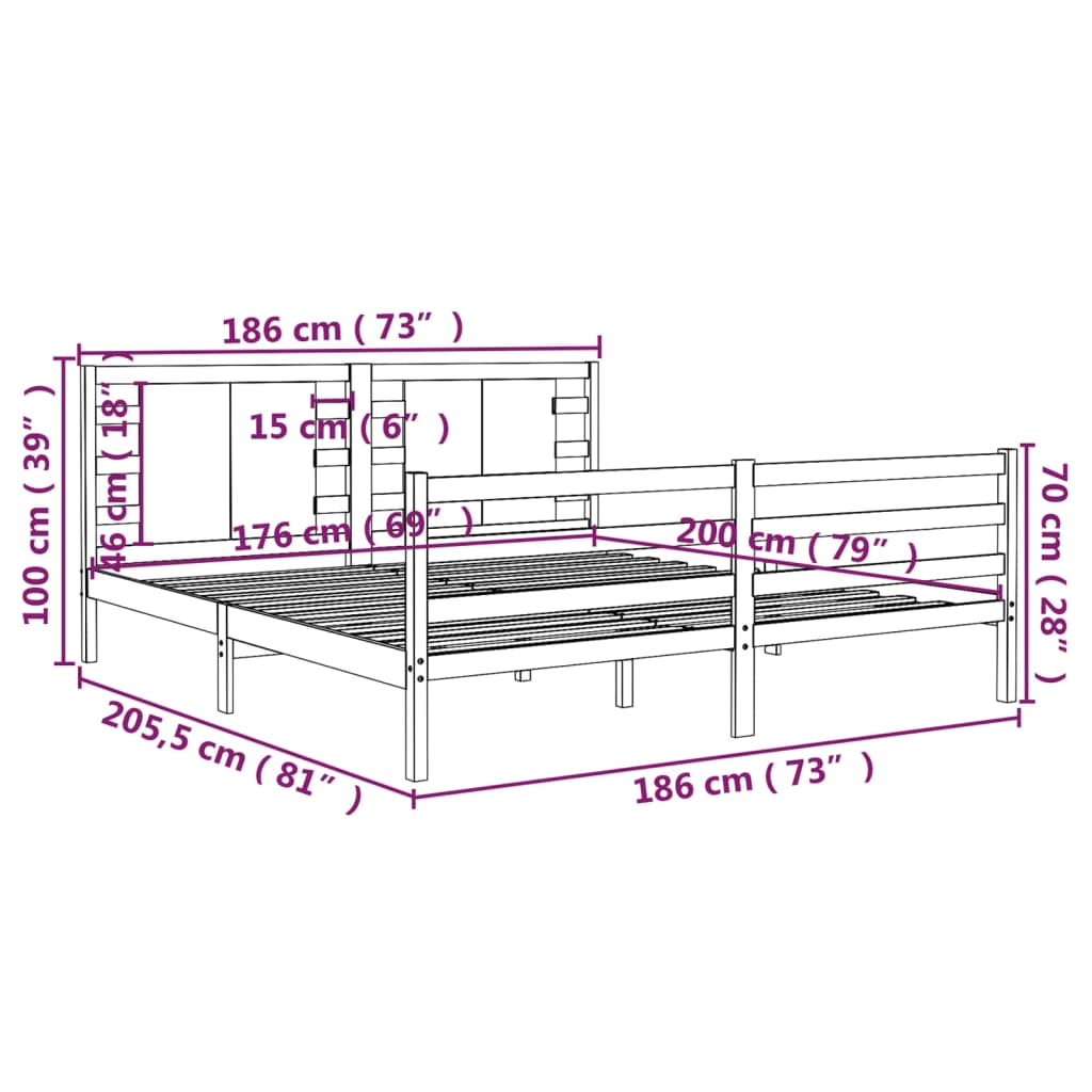 Bedframe massief grenenhout 140x200 cm