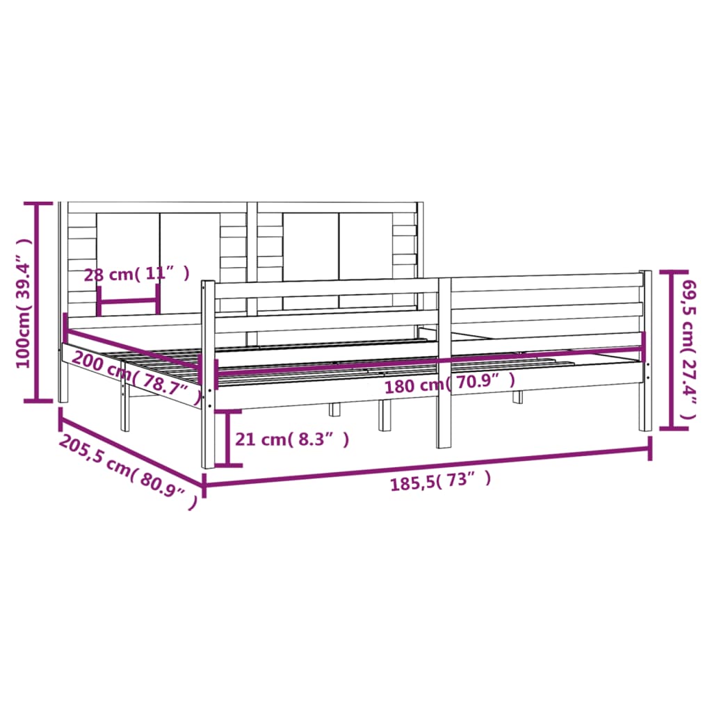 Bedframe massief grenenhout 140x200 cm