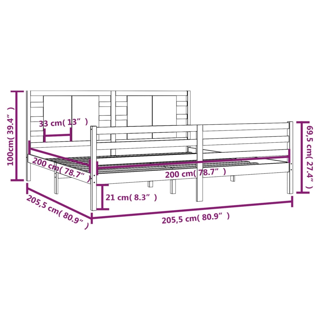 Bedframe massief grenenhout 140x200 cm