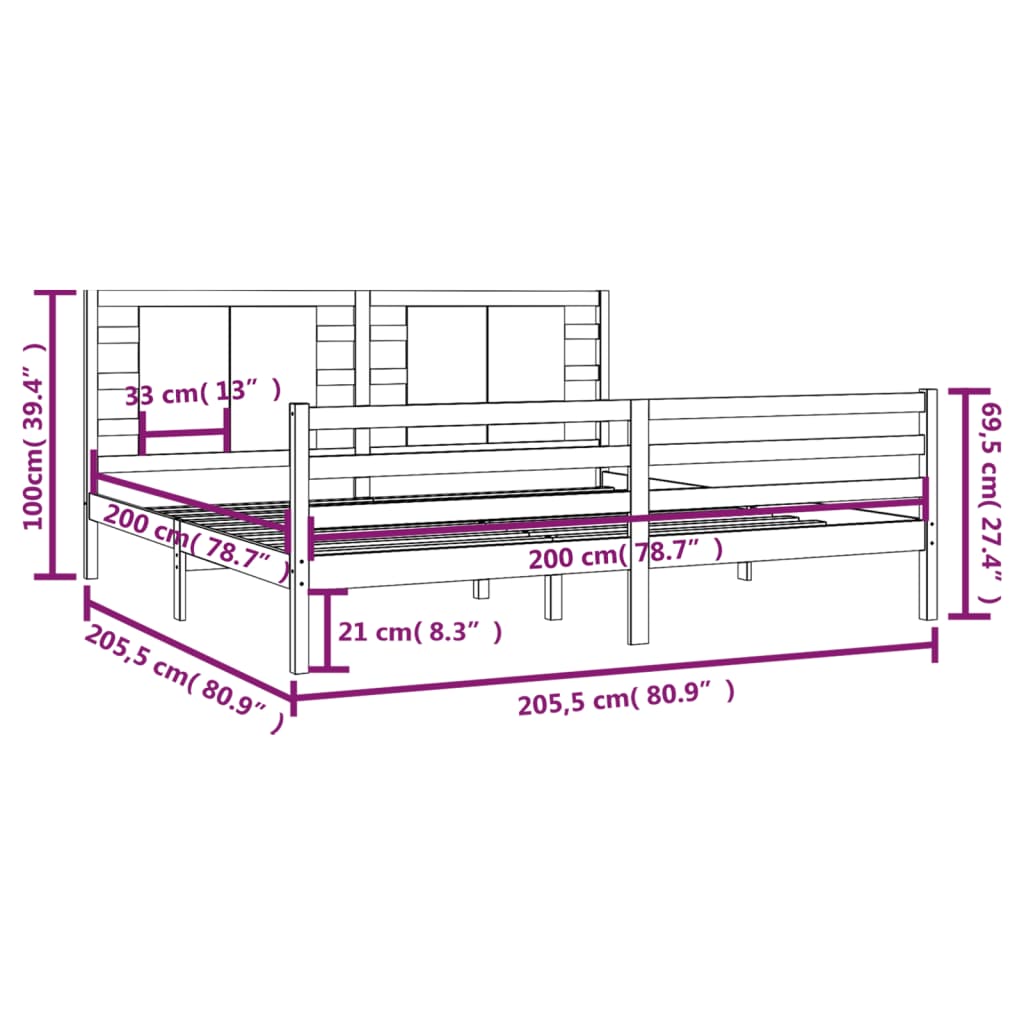 Bedframe massief grenenhout 140x200 cm