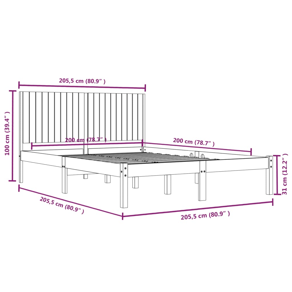 Bedframe massief grenenhout 100x200 cm