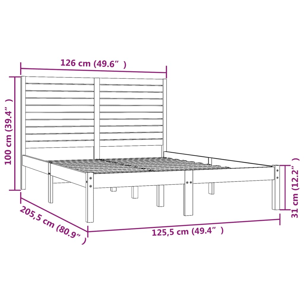 Bedframe massief hout 90x190 cm