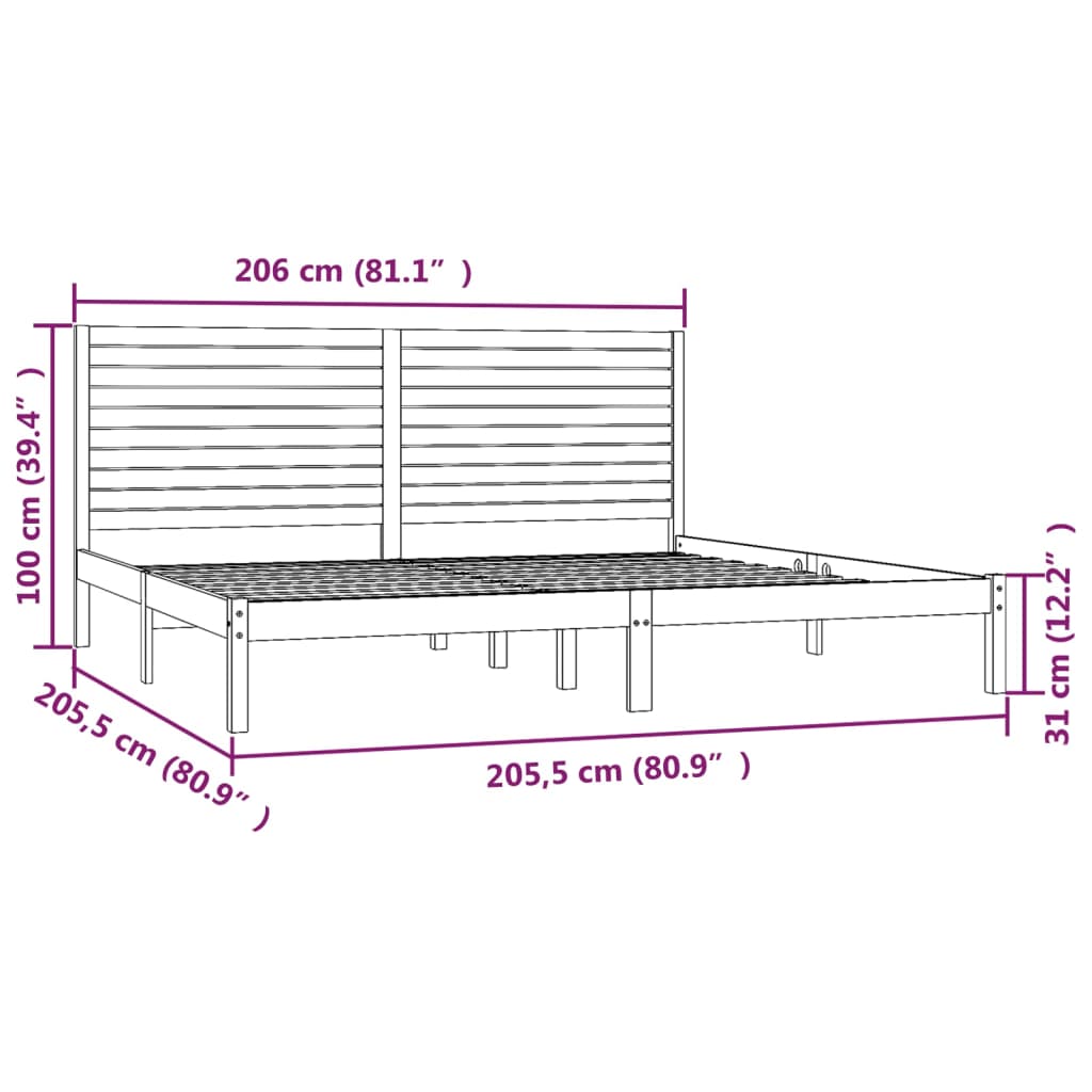 Bedframe massief hout 90x190 cm