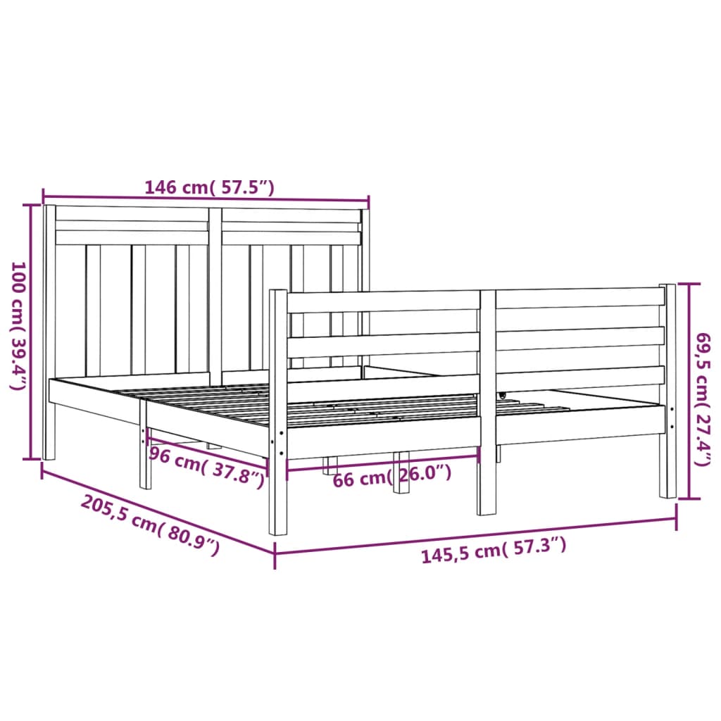 Bedframe massief hout 160x200 cm