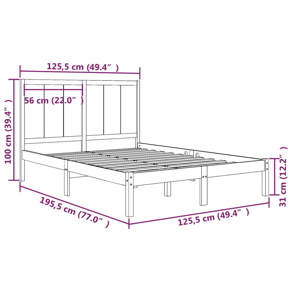 Bedframe massief grenenhout 90x200 cm