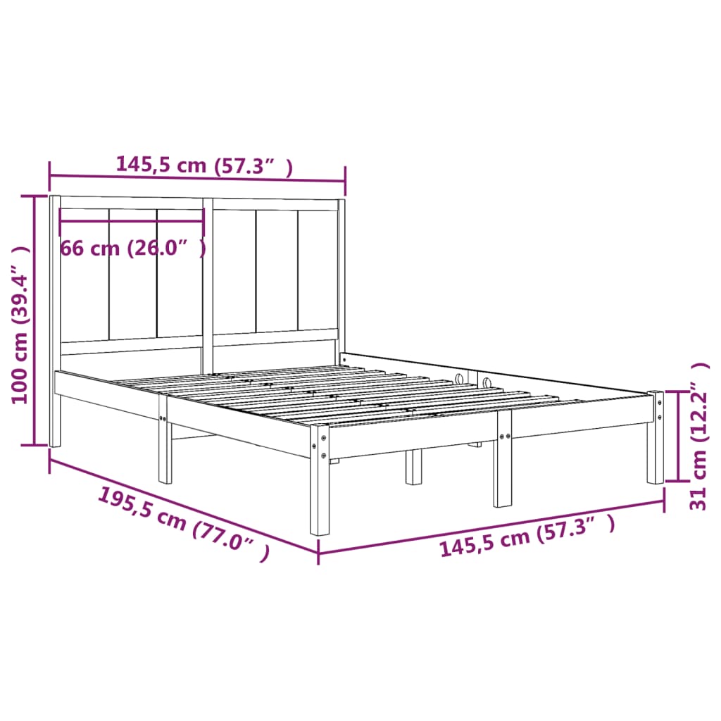 Bedframe massief grenenhout 90x200 cm