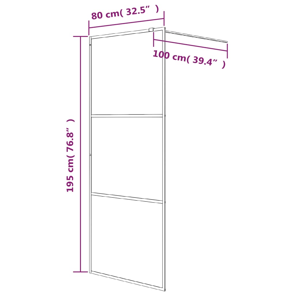 Inloopdouchewand 100x195 cm mat ESG-glas