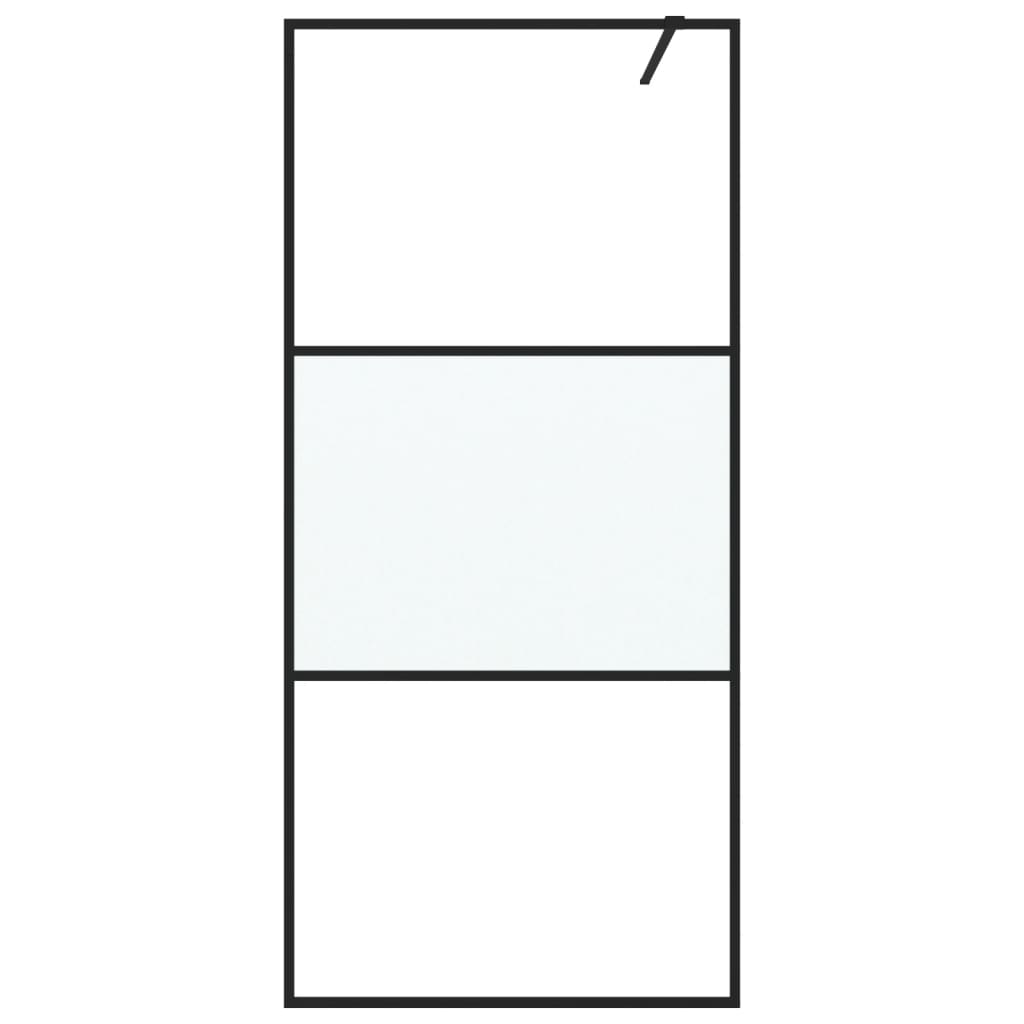 Inloopdouchewand 90x195 cm halfmat ESG-glas zwart