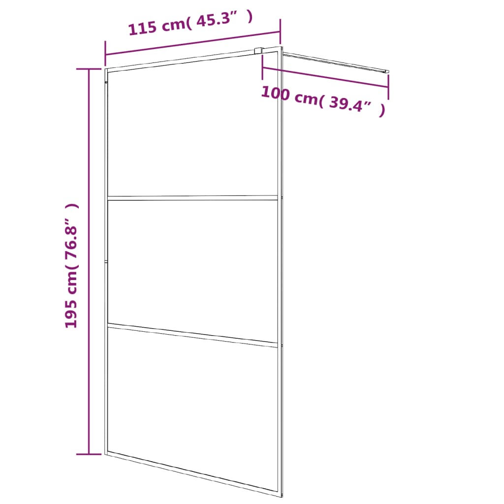 Inloopdouchewand 100x195 cm mat ESG-glas