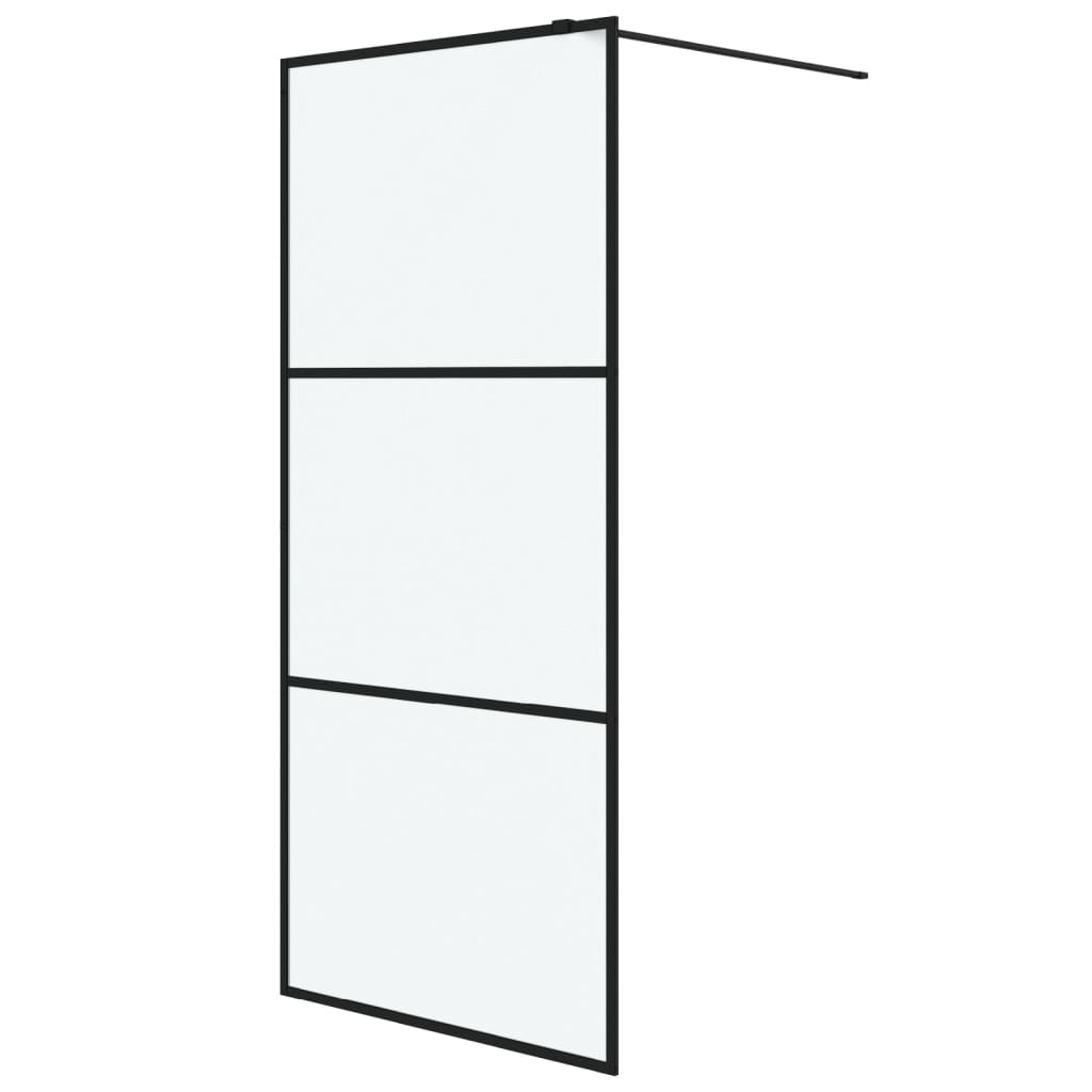 Inloopdouchewand 90x195 cm halfmat ESG-glas zwart