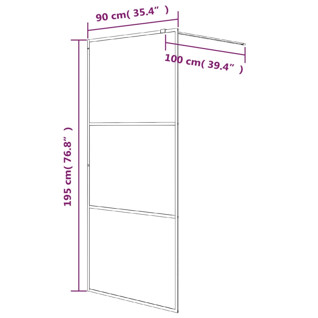 Inloopdouchewand 100x195 cm ESG-glas transparant en