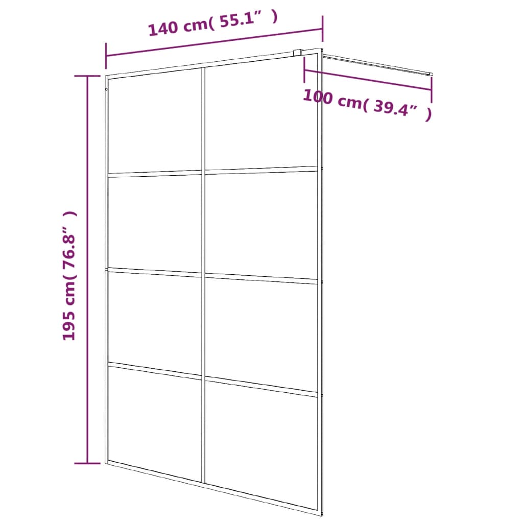 Inloopdouchewand 80x195 cm transparant ESG-glas