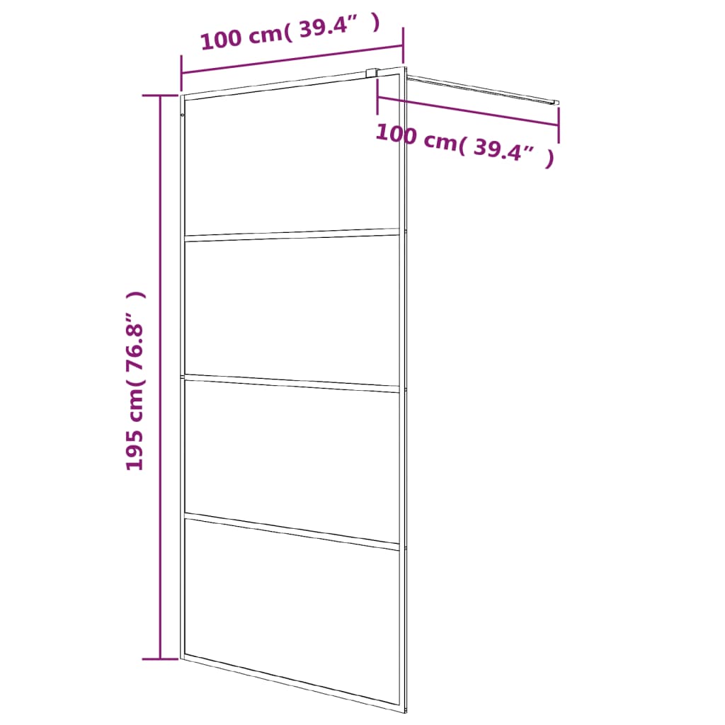 Inloopdouchewand 80x195 cm transparant ESG-glas